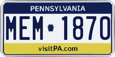PA license plate MEM1870