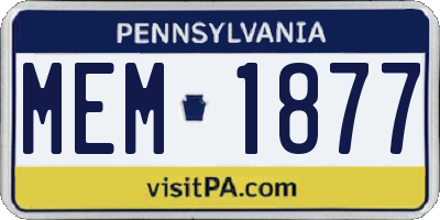 PA license plate MEM1877