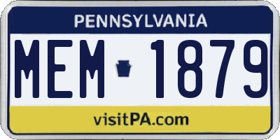 PA license plate MEM1879