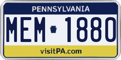 PA license plate MEM1880