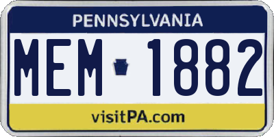 PA license plate MEM1882
