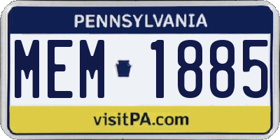 PA license plate MEM1885