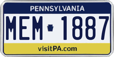 PA license plate MEM1887