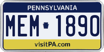 PA license plate MEM1890