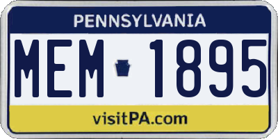 PA license plate MEM1895