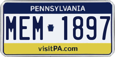 PA license plate MEM1897