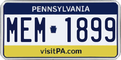 PA license plate MEM1899