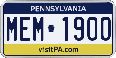 PA license plate MEM1900