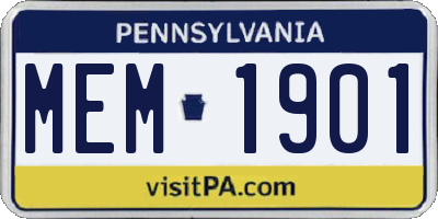 PA license plate MEM1901
