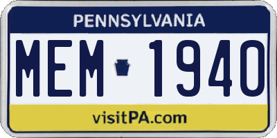 PA license plate MEM1940