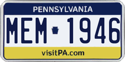 PA license plate MEM1946