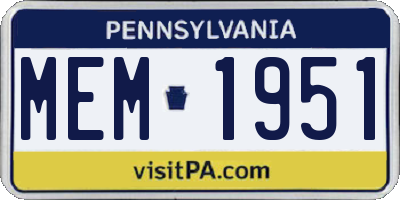 PA license plate MEM1951