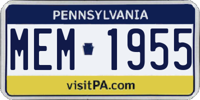 PA license plate MEM1955
