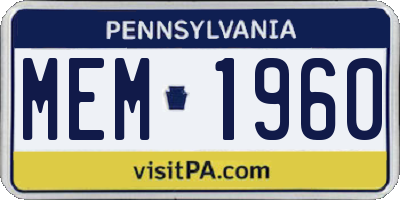 PA license plate MEM1960