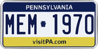 PA license plate MEM1970