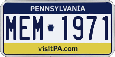 PA license plate MEM1971