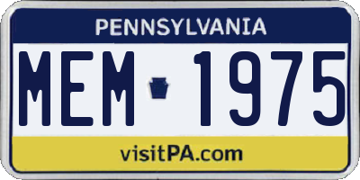 PA license plate MEM1975