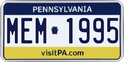PA license plate MEM1995