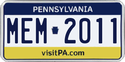 PA license plate MEM2011