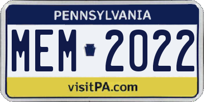 PA license plate MEM2022