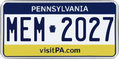 PA license plate MEM2027