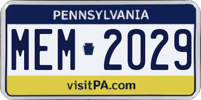 PA license plate MEM2029