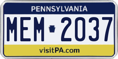 PA license plate MEM2037