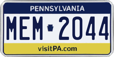 PA license plate MEM2044