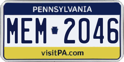 PA license plate MEM2046