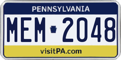 PA license plate MEM2048