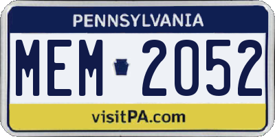 PA license plate MEM2052
