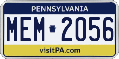 PA license plate MEM2056