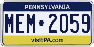 PA license plate MEM2059