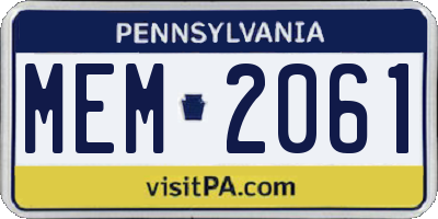 PA license plate MEM2061