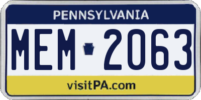 PA license plate MEM2063
