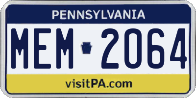 PA license plate MEM2064