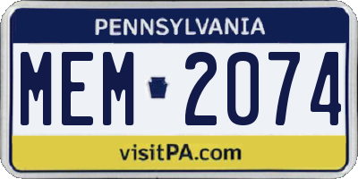 PA license plate MEM2074