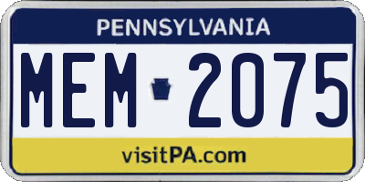 PA license plate MEM2075