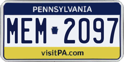 PA license plate MEM2097