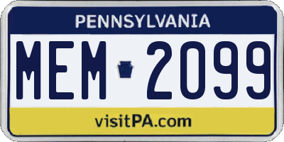 PA license plate MEM2099