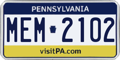 PA license plate MEM2102
