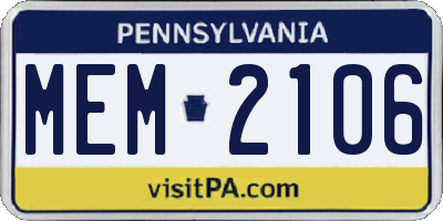 PA license plate MEM2106