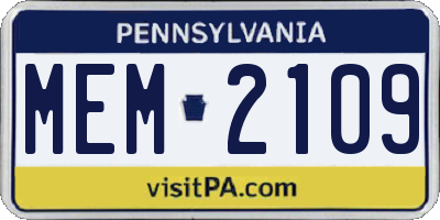 PA license plate MEM2109