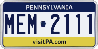 PA license plate MEM2111