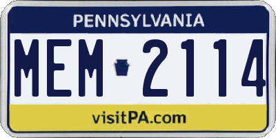 PA license plate MEM2114