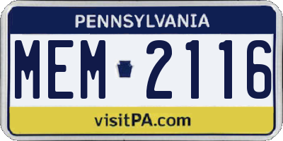 PA license plate MEM2116