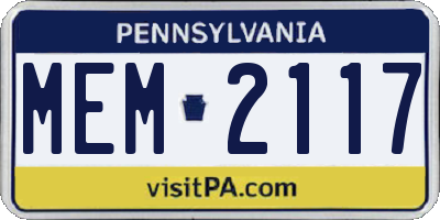 PA license plate MEM2117