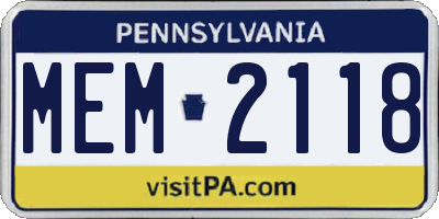 PA license plate MEM2118