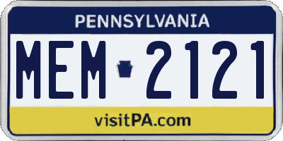 PA license plate MEM2121