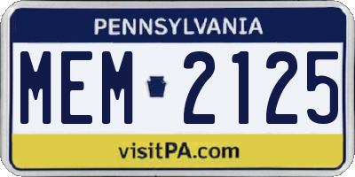 PA license plate MEM2125